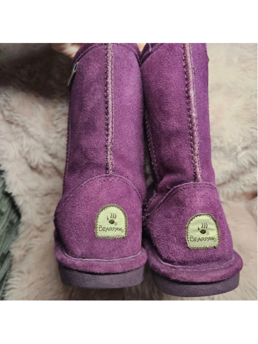 Bearpaw Emma Youth Suede Boots - Purple Short Shearling Winter Boots
